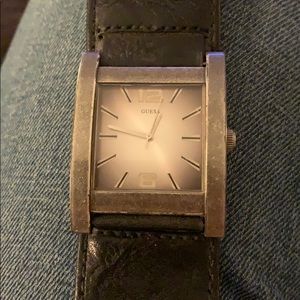 Black Leather Guess Watch